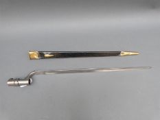 Enfield M1853 type socket bayonet in leather and brass scabbard