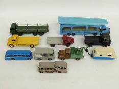 Ten Dinky Toys and Dinky Supertoys diecast model vehicles including Foden flat-bed, Leyland Comet,