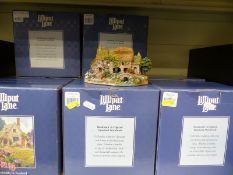 Eight Lilliput Lane blue boxed cottages to include Green Gable,