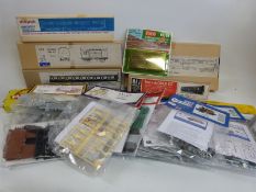 Twenty-two Mallard, Ratio, MAJ, Mowpok, Peco, Kitmaster and similar wooden and plastic model kits,