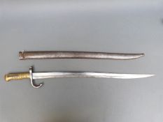 M1866 French Chassepot Yataghan bayonet in sheath,