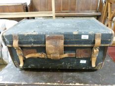 A vintage leather Install of Bristol travelling trunk,
