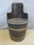 A Lister & Co coopered barrel seat / chair with lift out seat and a nest of Art Deco style tables