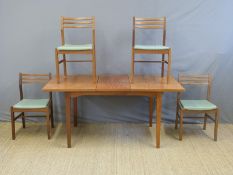 A retro table (length 117cm) and four chairs,