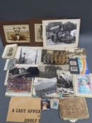A collection of postcards to include traction engines, places and WWI postcards,