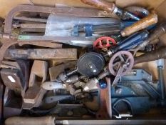 A quantity of woodworking tools to include planes,