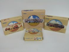 Four Corgi Classic Commercials and Public Transport diecast model bus sets Burlingham Seagull/AEC