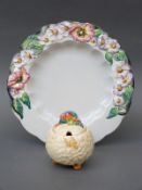 Carltonware dish and a Clarice Cliff preserve pot
