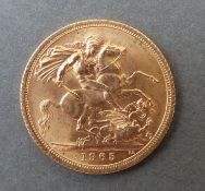 A 1965 gold full sovereign