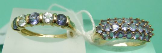 Two 9ct gold rings set with quartz