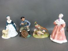 Three Royal Doulton figures including Lobster Man HN2317, Crown Staffordshire pheasant,
