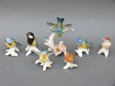 Seven Karl Ens porcelain birds
