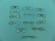 A collection of early spectacles/glasses including gold plated, Georgian, Victorian, gold,