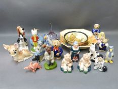 A collection of Wade figures including two blow up models, Royal Doulton,