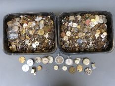 A very large quantity of wrist and pocket watch parts.