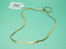 A 14ct gold necklace made up of flat links (7.
