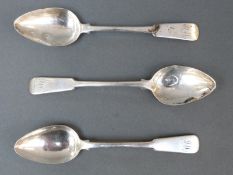 Three 19thC Scottish provincial Perth silver teaspoons,