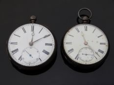 Two hallmarked silver pocket watches both with Roman numerals, subsidiary seconds dials,