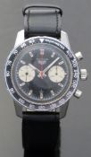 Heuer Autavia gentleman's stainless steel chronograph wristwatch with rotating black tachymeter
