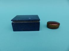 A lapis lazuli rectangular box and a carnelian agate box