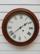 A 19thC wall dial timepiece with spring wind movement card Roman dial and decorative pierced hands,