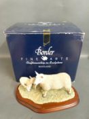 Border Fine Arts limited edition North Country Cheviot Ewe and Scotch half bred lambs with plinth