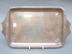 A George V hallmarked silver dressing table or similar tray, Birmingham 1918, maker's mark T.