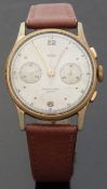 Delbana gentleman's chronograph wristwatch with inset subsidiary dials, gold hands,