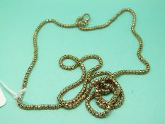 A 9ct gold necklace made from a guard chain, 15.