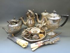 A collection of plated ware including teaware,