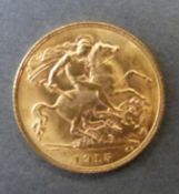 A 1915 gold half sovereign