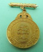 A 9ct gold Selly Oak Hospital Award of Merit medal, to Roberta Reyment, 18.