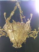 A 19thC / 20thC unusual brass uplighter, width 51.