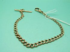 A graduated 9ct gold Albert/ watch chain, 17.