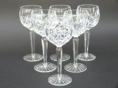A set of six Waterford Crystal cut glass red wine glasses, 18.