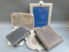 A large plated photograph frame with mahogany easel back to suit 11x8in photo,