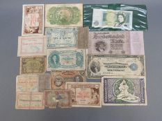 A small collection of early 20thC overseas bank notes/vouchers etc, includes 5 million mark Notgeld,