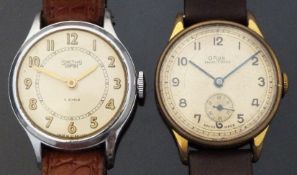 Smiths Empire gentleman's stainless steel wristwatch with gold hands and gilt Arabic numerals,