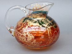 Eisch glass jug with amber and turquoise staining and gold trailed decoration,