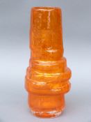Whitefriars tangerine glass hoop vase designed by Geoffrey Baxter,