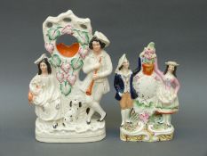 Two Staffordshire flat back figures,
