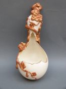 Royal Worcester aesthetic period wall pocket in the form of a gourd, shaped no 1045,