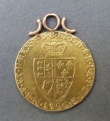 1790 George III Spade guinea with mount