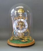 A brass skeleton timepiece with single fusee movements silvered Roman chapter ring,