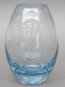 Holmegaard blue glass vase signed to base 'Holmeguard 19R62',