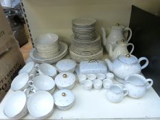 A large quantity of Arzberg China polka dot dinner and tea ware, includes tea and coffee pots,