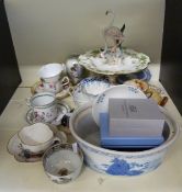 A collection of ceramics to include Royal Crown, Derby tazza, Victorian aesthetic period teaware,