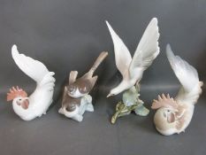 Four large Lladro bird figures