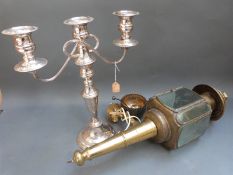 A coaching or wall lamp with bevelled and cut glass panels,