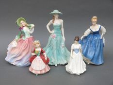 A collection of Royal Doulton and Coalport figurines
